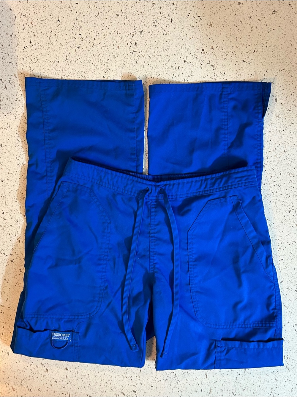 Cherokee Workwear Revolution Royal Blue Drawstring Flare Scrub Pants Size XSP